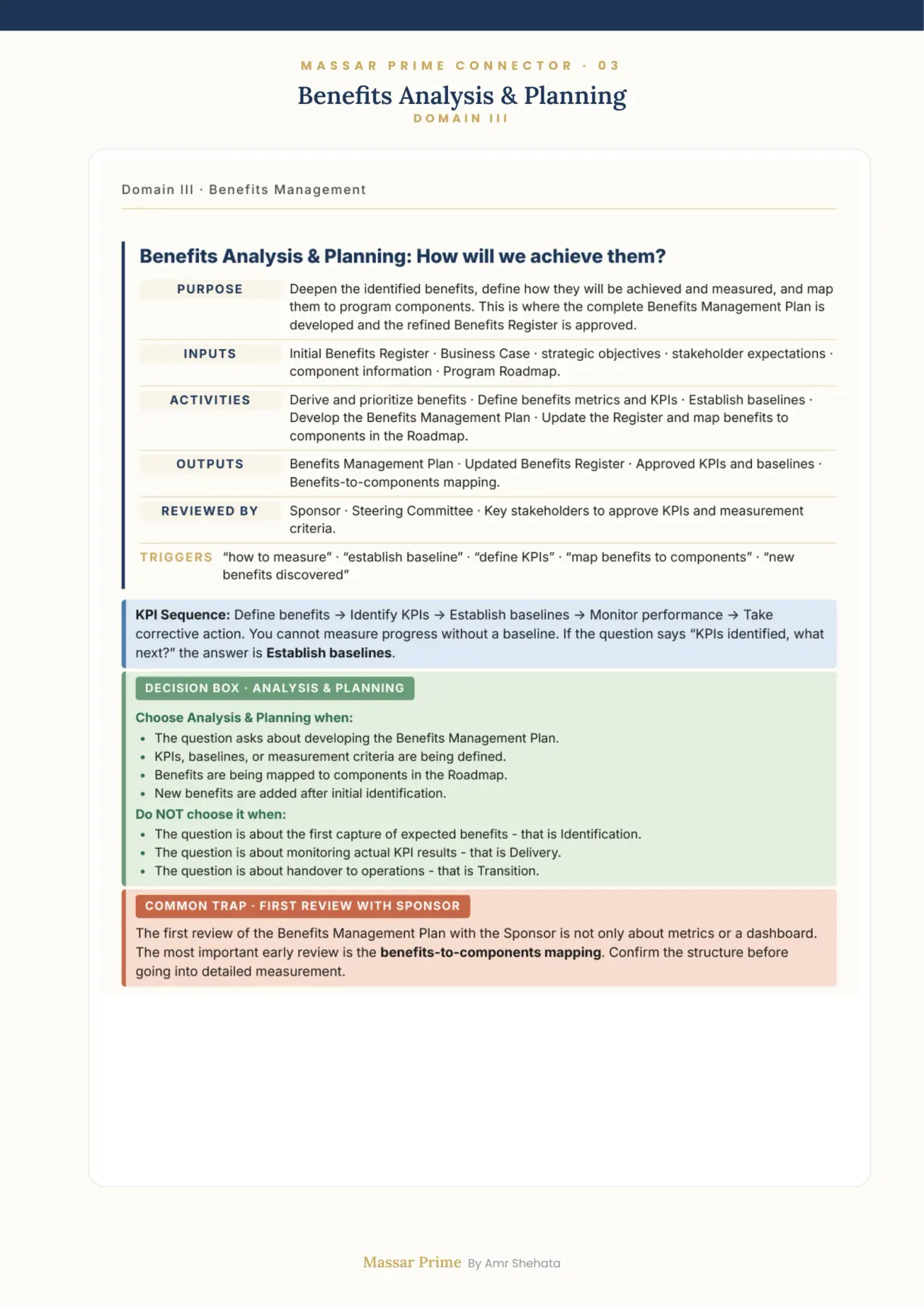 Benefits analysis in program management.